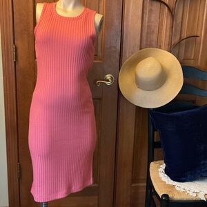 Nine West Coral Sleeveless Ribbed Midi Dress